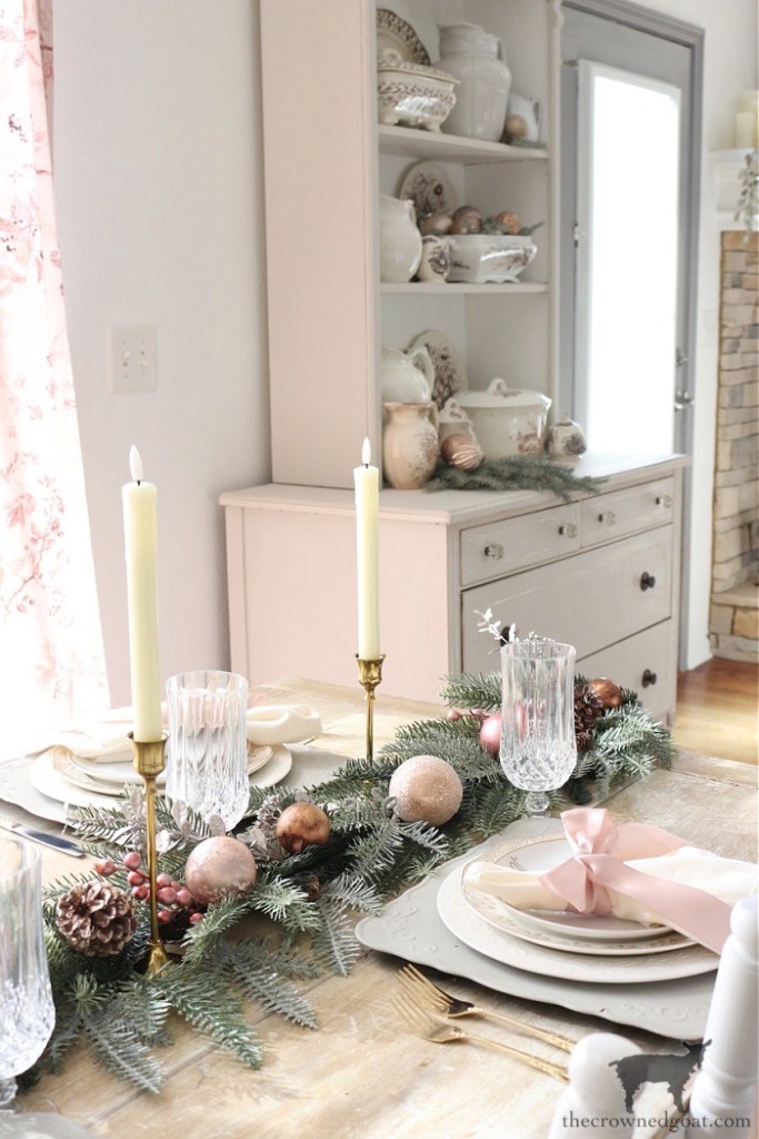 Champagne Wishes Holiday Home Tour: Champagne and Blush Christmas Tablescape-The Crowned Goat 