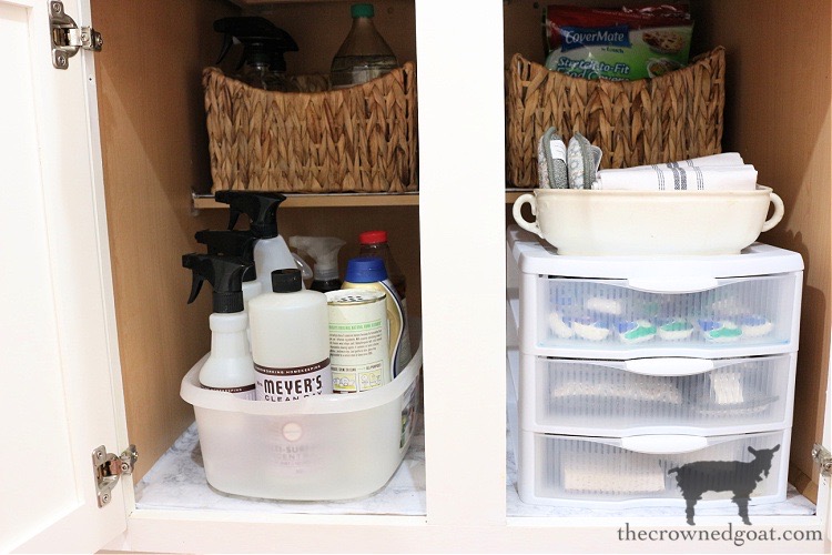 Our Favorite Organizing Essentials: Organizing a Kitchen Cleaning Cabinet-The Crowned Goat 