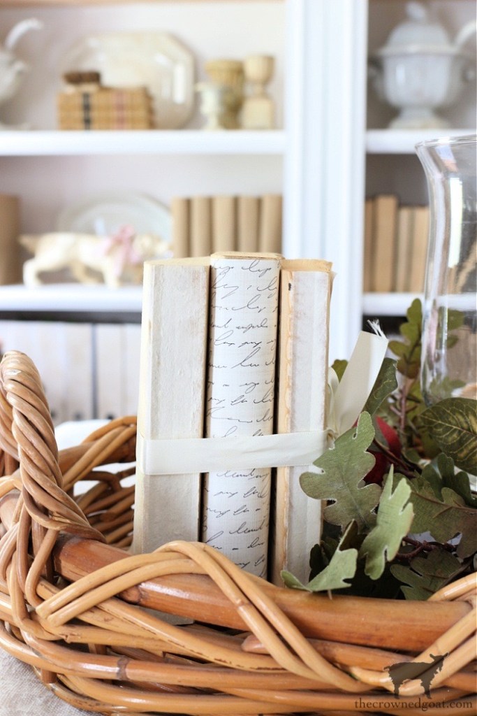 DIY Aged Books in Fall Inspired Vignette-The Crowned Goat 