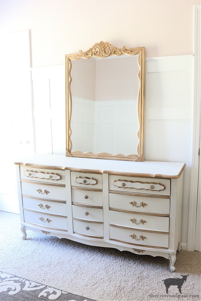 DIY Anthropologie Inspired Mirror on French Country Dresser - The Crowned Goat 