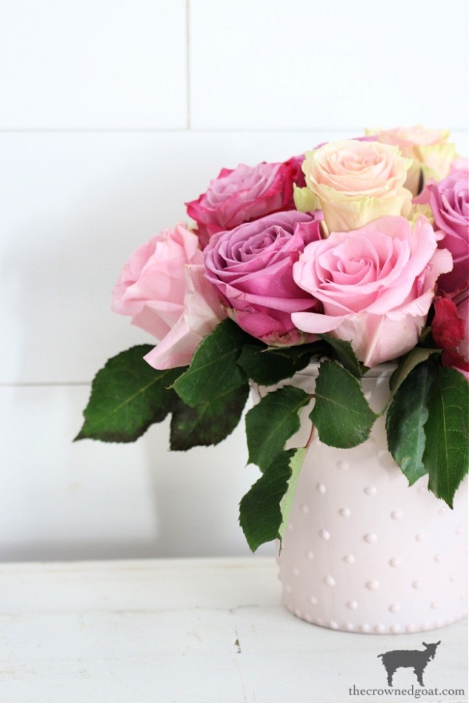 Simple DIY Pink Milk Glass with Thrift Store Hobnail Vase-The Crowned Goat 