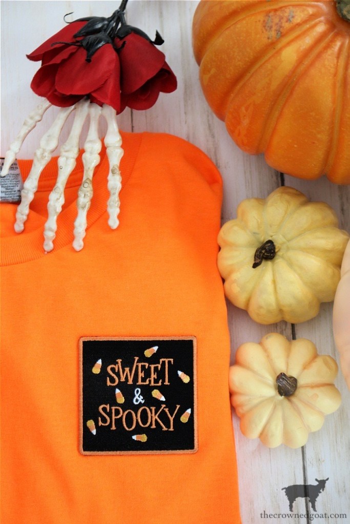Festive and Easy Halloween Shirt with Iron On Applique from Joanns-The Crowned Goat