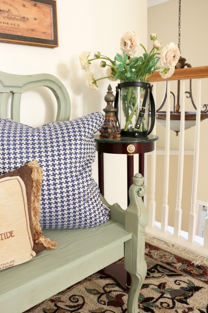 French Country Bench Makeover in Cartouche Green
