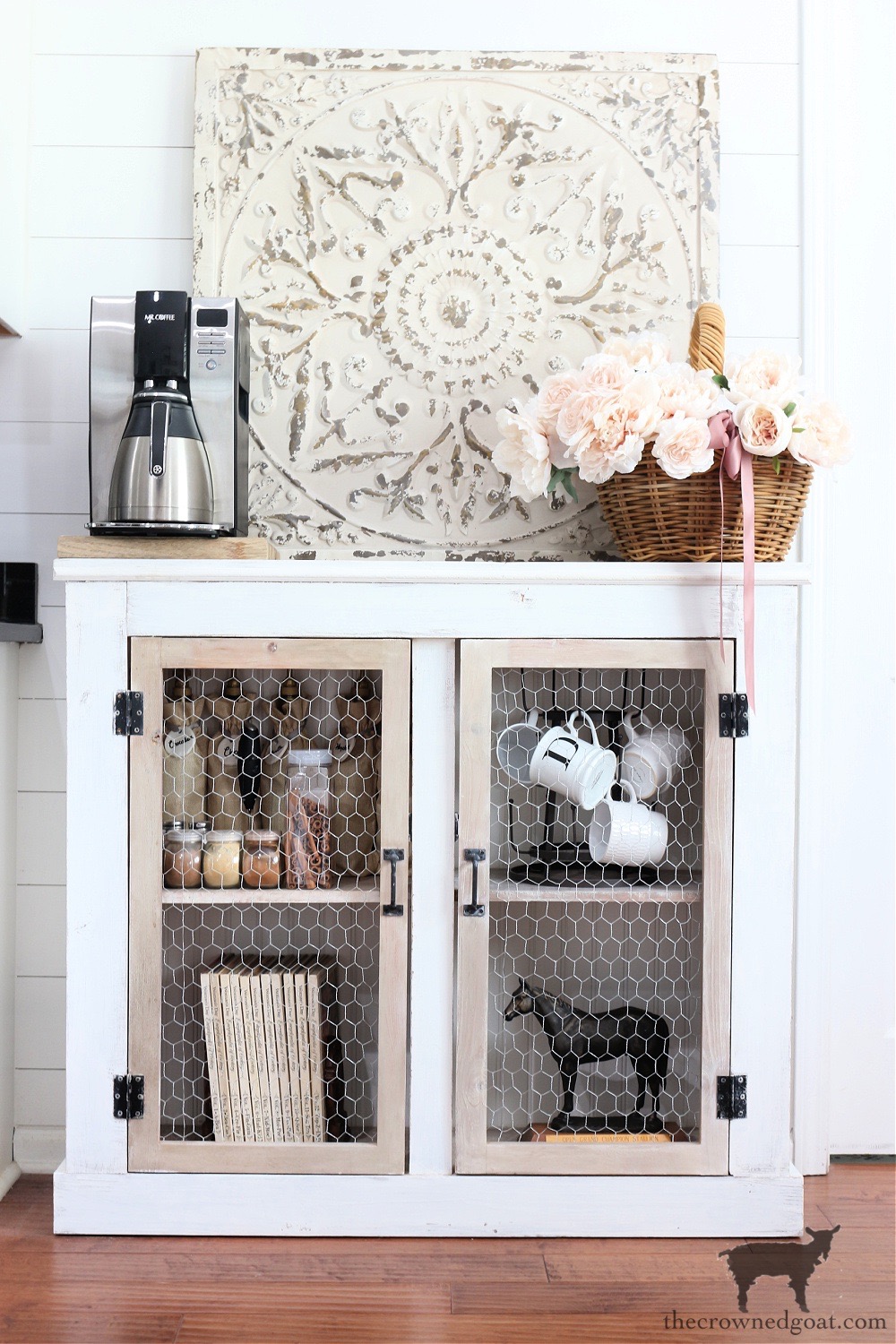 French Country Cabinet Makeover without Dropcloth Panels-The Crowned Goat
