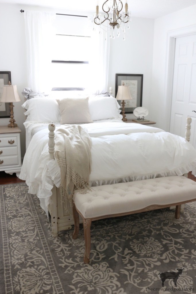 Gray and White French Country Inspired Bedroom Makeover-The Crowned Goat 