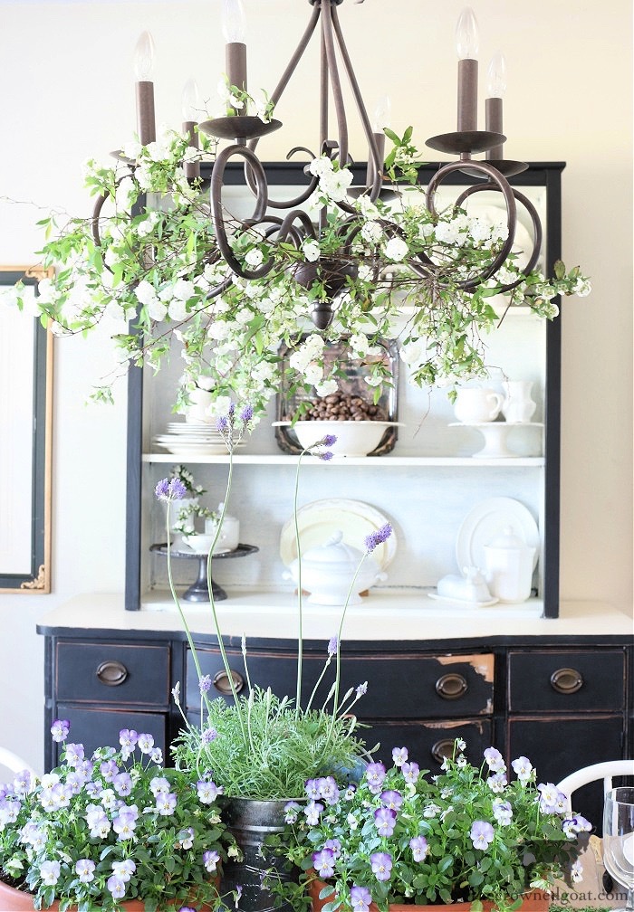 How-to-Add-Spring-Greenery-to-Dining-Room-Chandelier-The-Crowned-Goat