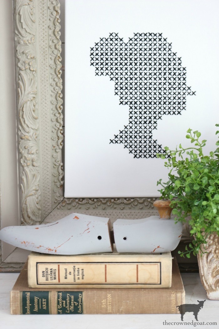 Silhouette Cross Stitch on Stretched Canvas
