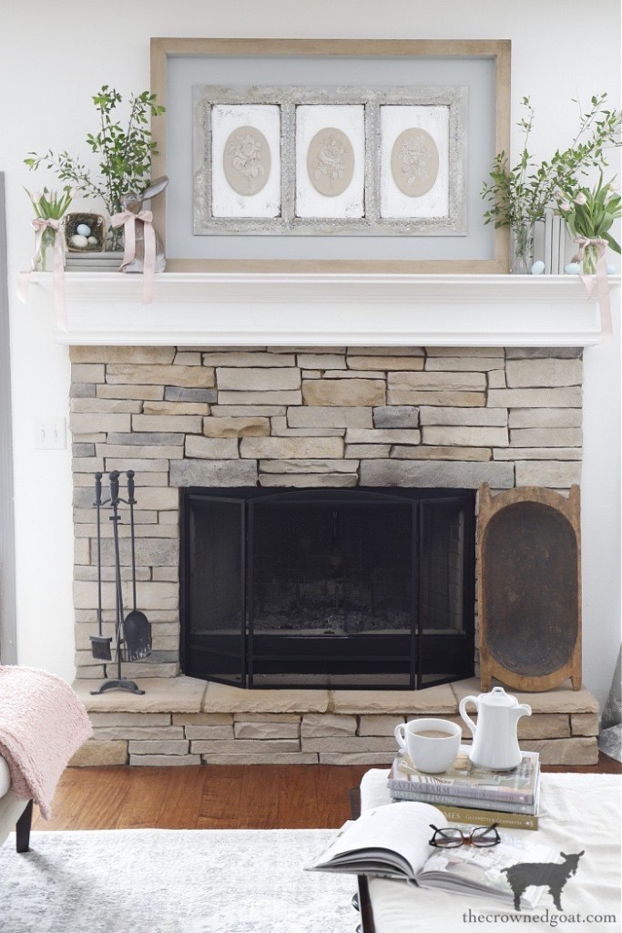 Cottage Inspired Spring Home Tour-Spring Mantel-The Crowned Goat