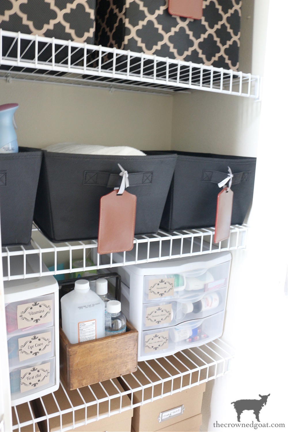 TIps and Tricks for Small Linen Closet Organization-The Crowned Goat